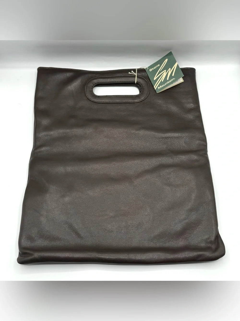 Stone Mountain Brown Leather Foldover Clutch Bag NWT